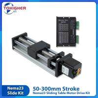 NEMA23 Motor Sliding Table Kit Linear Guide Rail Optical Axis Slide Stage CNC Workbench XYZ Axis Aluminum Profile Table DC24V Hand Tool Parts Accessor