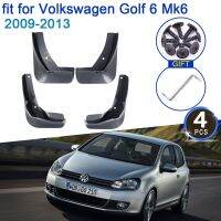 แผ่นบังโคลนรถยนต์4ชิ้นสำหรับ Volkswagen Golf 6 Mk6 2009 ~ 2013อุปกรณ์ตกแต่งบังโคลนอัปเกรดแผ่นกันกระเด็นยางกันโคลน