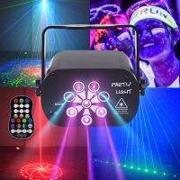 69/129รูปแบบ USB ชาร์จ Led Lazer Projector ไฟ RGB UV DJ Sound Party ไฟดิสโก้สำหรับงานแต่งงานวันเกิด Party Lamp