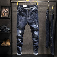 Spot Gifts Plastic Jeans 2022 New Winter MenS Ripped Horny Trend Wild Korean Version Of Slimming Minimalist Small