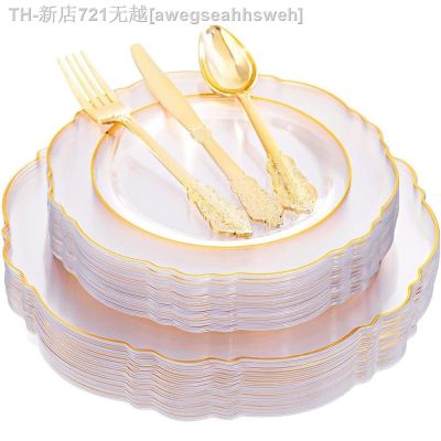 【CW】ஐ♚  10 Guests Disposable Tableware Transparent Plastic Tray With Silverware Birthday Wedding Banquet Supplies
