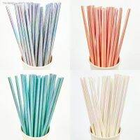 ✓♈ 25Pcs Pearlescent Bronzing Paper Straws Pink Bule Drinking Straw Cocktail Wedding Birthday Party Decoration Supplies Baby Shower