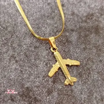 Airplane Necklace Gold Jewelry for Pilot Flight Attendant 
