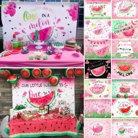 Mocsicka Summer Sweet Fruit Watermelon Backdrop One in a Melon 1st Birthday Party Banner Decorative Props Background Photo Booth