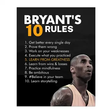 Kobe Bryant Canvas Wall Art Bryant's Ten Rules Kobe Bryant Quotes  Inspirational