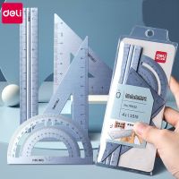 4 in 1 Deli Fizz Metal Ruler Stationery Set Aluminum Alloy Multifunctional Combination Ruler Triangle Protractor for Drawing Food Storage  Dispensers