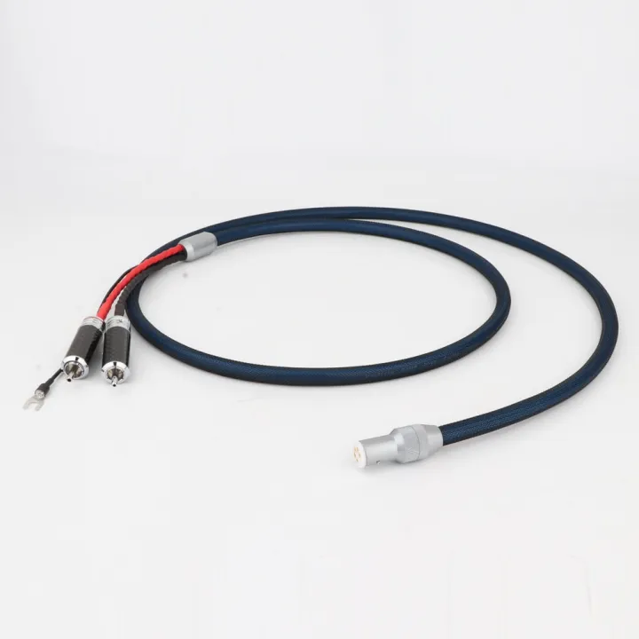Audiocrast 6N OCC Silver Shield 5-Pin DIN To Dual RCA Tonearm Cable For Turntables With Ground Wire, Blue, Universal Fit, Shielded Audio Cable, Optional Length