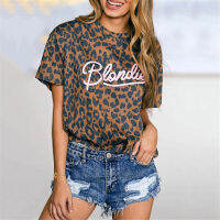 Leopard Women T shirt Blondie Letter Graphic Harajuku Ladies Tshirts Causal Vintage Summer Korean Clothes Female Panther T-shirt