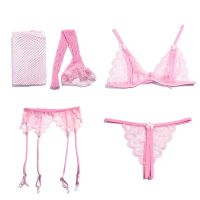 【YF】❅﹊☌  Set Thong Ladies Fashion 4pcs Sets Push Up Transparent Bras