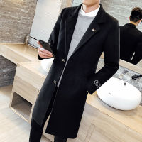 5XL Grey Long Winter Coat Mans Fasion Long Wool Coat Mens Slim Fit Abrigos Para Hombre 2018 Burdy Long Trench Coat Men Casual