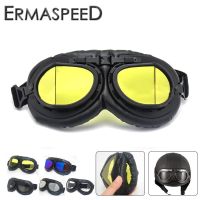 ♧☌ แว่นตามอเตอร์ไซค์ Retro Vintage Moto หมวกกันน็อค PU หนัง Steampunk Goggles Motorbike UV400 Scooter Dirt Biker แว่นตา