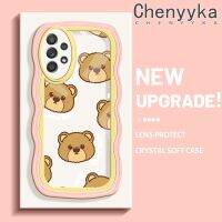 Chenyyka เคสปลอกสำหรับ Samsung กาแลคซี A52s 5G A52 4G A52 5G ลายหมีน่ารักลายดีไซน์ใหม่ขอบเป็นคลื่นเคสโปร่งใสลายกล้องถ่ายรูปเคสมือถือกันกระแทกแบบใสนิ่มเรียบง่ายอ่อนโยนสำหรับป้องกัน