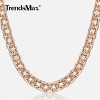 5mm Necklaces for Women Girls 585 Rose Gold Color Bismark Link Chain Women 39;s Necklace Fashion Jewelry Gifts 45cm 50cm GN452