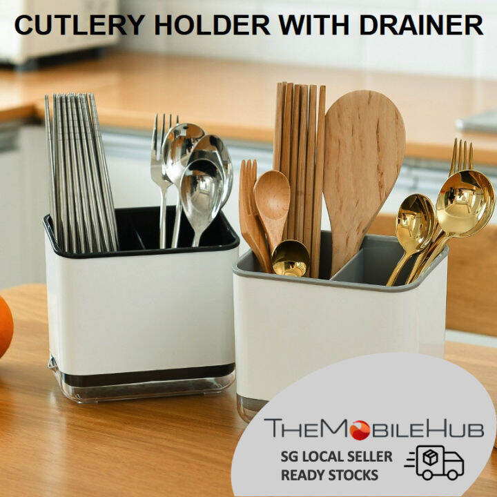 Cutlery Holder with Drainer Kitchen Utensils Organizer Divider Spoon