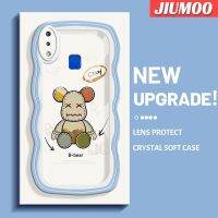 JIUMOO เคสสำหรับ VIVO Y91เคส Y95 Y91i แฟชั่นลายตุ๊กตาหมีสุดสร้างสรรค์ขอบเคสโทรศัพท์โปร่งใสครีมเป็นลอนซิลิโคนลายการ์ตูนเคสใสป้องกันเลนส์กล้องถ่ายรูปกันกระแทก