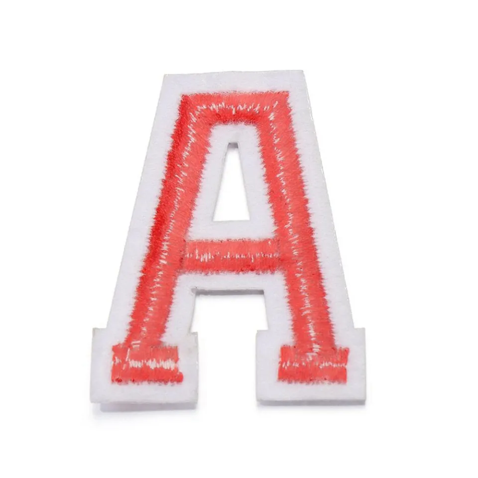 Alphabet Letter - K - Color Red - 2 inch Block Style - Iron on Embroidered Applique Patch