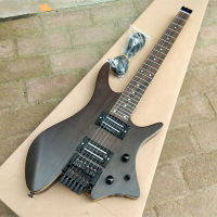 Normal 24 Frets 6 Strings Headless Electric Guitar，Matte Black Ash Body Rosewood Fingerboard Double Track Pickups Double Wave Bridge  BJ196