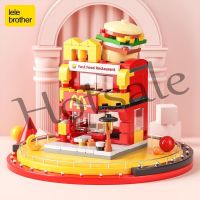 【hot sale】 ♚❈◎ B32 KEJI-Childrens Educational Mini Commercial Street Burger Shop Small Particle Building Block Toy Car Model 6-8 Years Old Boy Gift