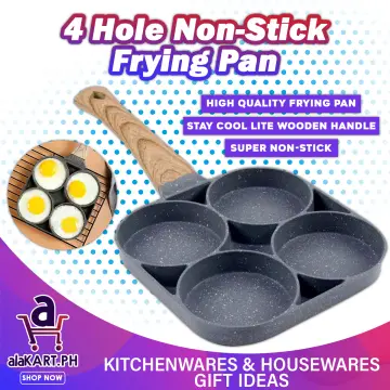 1pc Four-hole Fried Egg Pot, Household Non-stick Fry Pan For Egg, Non Stick  Ham Pancake Maker, Egg Burger Pan With Wooden Handle