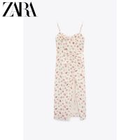 2022Zara ชุดฤดูร้อนใหม่ตัวแทนใหม่ดอกไม้หญิงพิมพ์ผ้าลินินอารมณ์แสดงความเสียใจเข็มขัดชุด0881332 251