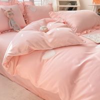 [COD] Embroidery Four-Piece Four Quilt Cover Bed Sheet Three-piece Fitted