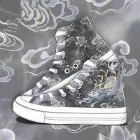 ☁  Seas kirin handpainted graffiti shoes original design Chinese wind high personality trend to help canvas shoes female lovers