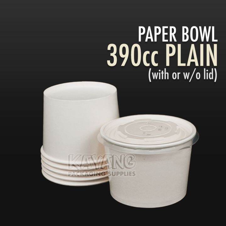 [50pcs] 390cc Plain Paper Bowl WITH or W/O Lid (SET) ON (for siomai