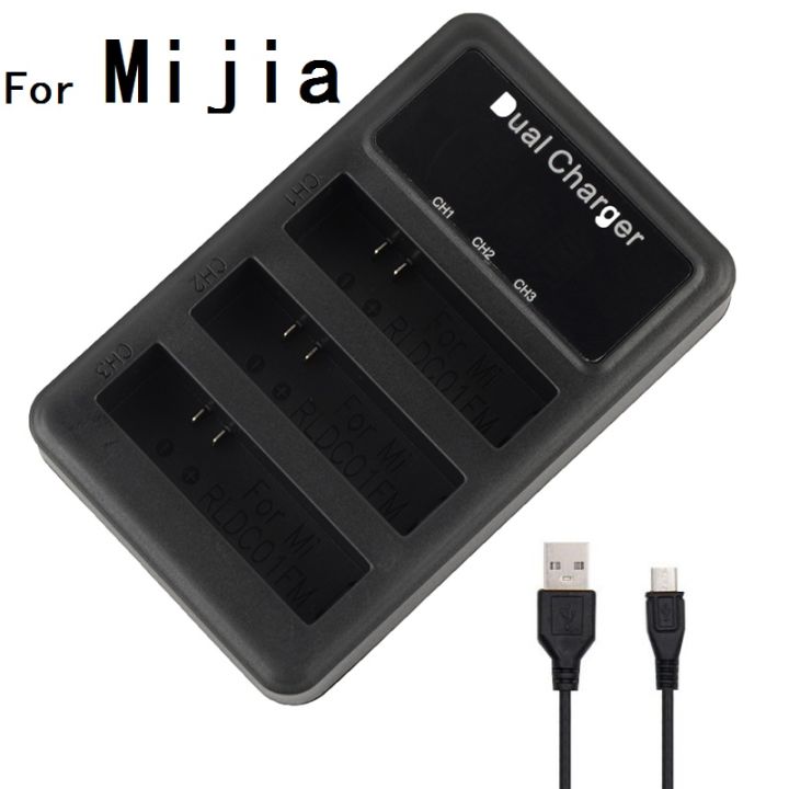 ใหม่-led-3ช่อง-usb-แบตเตอรี่-charger-dual-battery-charger-สำหรับ-xiao-mi-mijia-4k-mini-action-กล้อง-mijia-อุปกรณ์เสริม