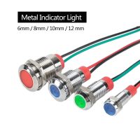 6mm 8mm 10mm 12mm Waterproof LED Indicators Light Pilot IP67 Metal Warning Signal lamp 12V 24V 220V with wire red gr