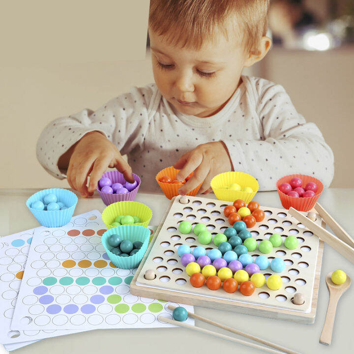 diy-elimination-bead-clip-bead-fine-motor-training-board-game-wooden-montessori-color-classification-stacked-educational-toys