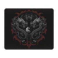 Dragon And Tiger Tattoo Mouse Pad Square Non-Slip Rubber Mousepad Office Decor Cover Yin Yang Symbol Gaming Computer PC Desk Mat