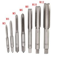 7Pcs M3-M12 HSS Metric Right Hand Machine Straight Fluted Screw Thread Tap Set Metric Plug Tap Drill Bits Set Hand Tools Handtool parts Accessories