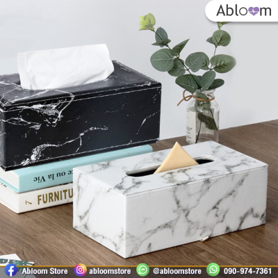 Orzer กล่องทิชชู่ ลายหินอ่อน ของแต่งบ้าน Tissue Box Luxury Marble Collection สีขาว