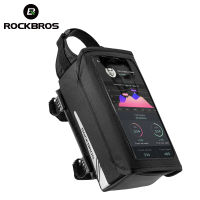 กระเป๋าจักรยาน ROCKBROS หน้าจอสัมผัส TPU กันฝนจักรยานเสือภูเขากระเป๋าโทรศัพท์จักรยานด้านหน้าถนนอุปกรณ์รถจักรยาน6.2นิ้ว