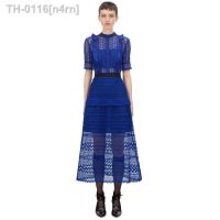 ☋♛✱ n4rn Yilin kay 2020 high-end vestido personalizado feminino azul rendas retalhos babados de festa sexy oco para fora vestidos