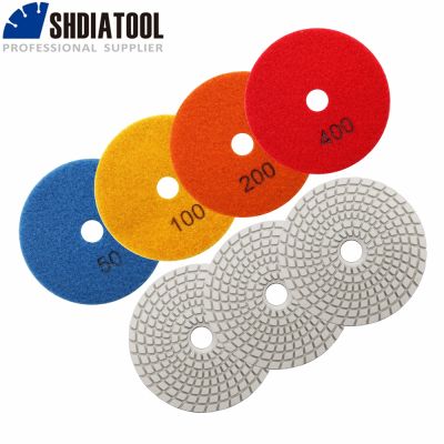 7pcs SHDIATOOL Diamond Polishing Pads Kit 50 100 200 400 800 1500 3000 Wet Grinding Marble Tile Granite Disc 4inch Plate