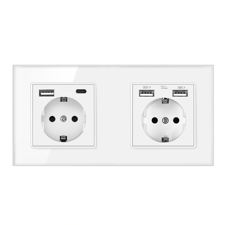 Double Wall Socket Socket Recessed Walls Switch Socket Panel With USB