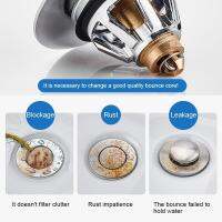 2022 New Bounce Core Pop-up Drain Filter Bathroom Stainless Steel Bounce Core Push-type Hair Stopper Basin Pop-up Drain Filter