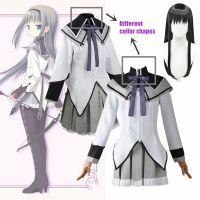 Anime Puella Magi Madoka Magica Cosplay Akemi Homura Cosplay Costume Short Skirt Jk Uniform With Bowknots Wig Halloween Party