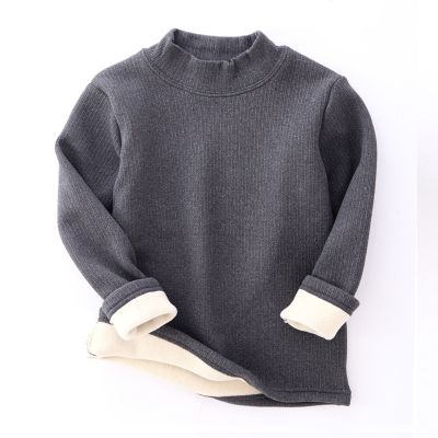 3-16 Years Spring Fall Solid Warm Children Clothes Tops Kids Gilrs Boys Thermal Warm Sweater Basics Tops Bottoming Shirt