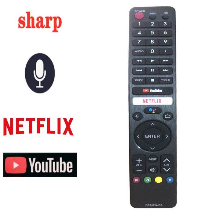 new-original-gb346wjsa-for-sharp-tv-remote-control-with-voice-fernbedienung-netflix-and-youtube-compatible-tv-model-gb326wjsa-compatible-tv-model-2t-c50bg1x