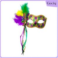 Gociy หน้ากากขนนกงานแฟนซีดนตรีสำหรับค่ำคืนฮาโลวีนงานเต้นรำครึ่งชุดแต่งกายหน้ากากใบหน้า