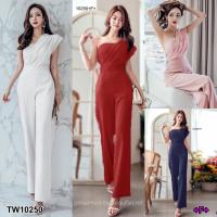 P10250 จั้มสูทเกาะอก ไหล่เดียว One shoulder strapless jumpsuit