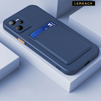 Lereach เคสช่องเสียบบัตรสำหรับ Realme C35 C33 C53 C55 ซิลิโคน เคสมือถือสีขนมปกหลัง