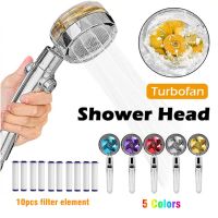 High Pressure Turbo Fan Shower Head 360° Swivel Water Saving Propeller Flow Showerhead with Filter Rainfall Bathroom Accessories