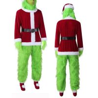 คริสมาสต์ Geek ขโมยเครื่องแต่งกายซานตาคลอสมอนสเตอร์ขนสัตว์สีเขียว Agrinch ชุดคอสเพลย์ถุงมืออุปกรณ์ตกแต่งสูทหน้ากากหมวกชุดงานปาร์ตี้ระเบิด