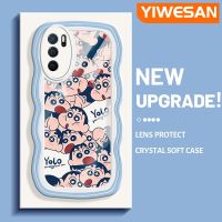 YIWESAN เคสสำหรับ OPPO A16เคส A54s A16s สีเทียนเต็มจอขอบดีไซน์ใหม่ครีมลายคลื่นกันกระแทกแบบใสนิ่มเคสมือถือโปร่งใสลายกล้องถ่ายรูปเรียบง่ายอ่อนโยนฝาครอบป้องกัน