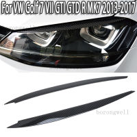 รถจัดแต่งทรงผม ABS คาร์บอนไฟเบอร์ไฟหน้าคิ้วเปลือกตาสำหรับ VW Golf 7 VII GTI GTD R MK7 2013-2017