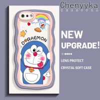 Chenyyka เคสสำหรับ Realme C2 C2S เคสการ์ตูนโดราเอมอนน่ารักใหม่ โบกขอบกันกระแทกแบบใสนุ่มเคสมือถือโปร่งใสกล้องถ่ายรูปที่สร้างสรรค์ซิลิกาเจลฝาครอบป้องกัน