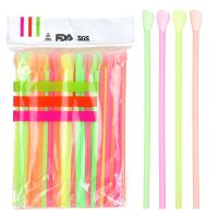 100Pcs Milkshake Smoothie Drinks Spoon Straws Neon Cocktail Drinking Wedding Party Supplies Disposable Dinnerware